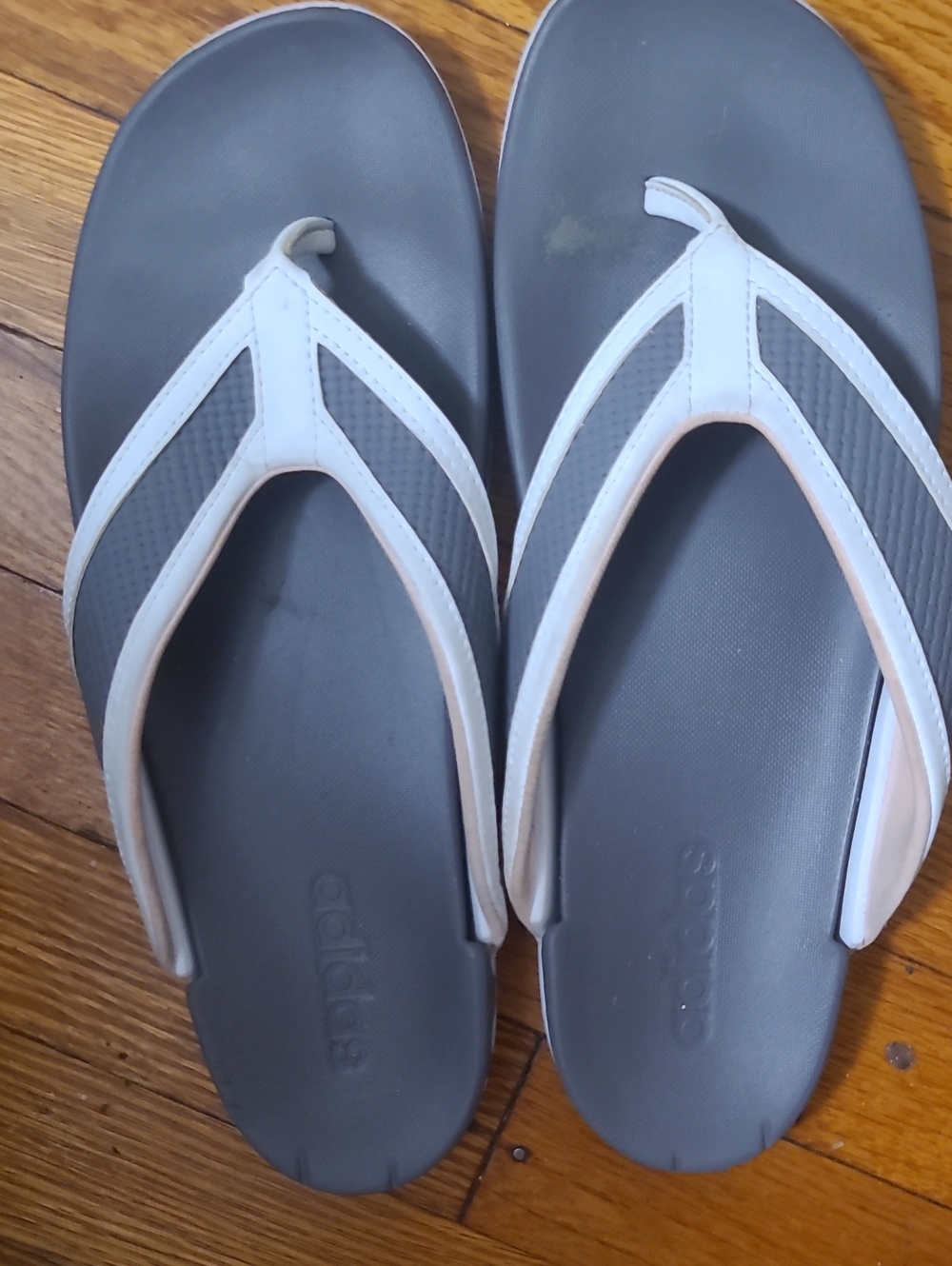 adidas Women’s Gray and White Thong Sandals